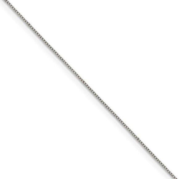 0.6mm, Sterling Silver, Solid Box Chain Necklace, 16 Inch - Picture 1 of 8
